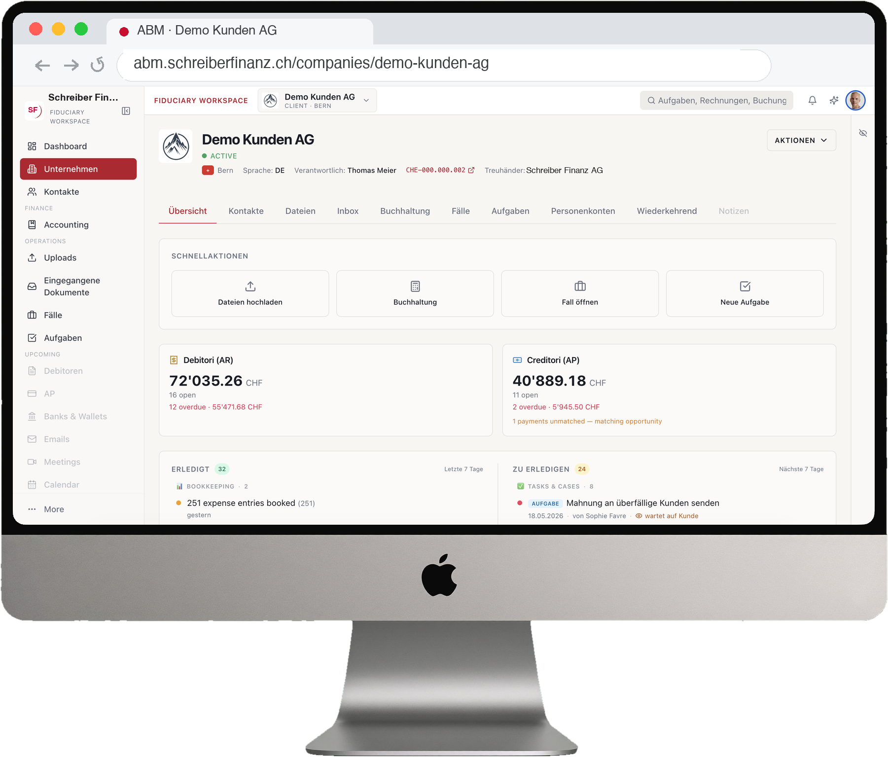 Echtzeit-Portal – Bilanz, Debitoren und Kreditoren auf dem Bildschirm